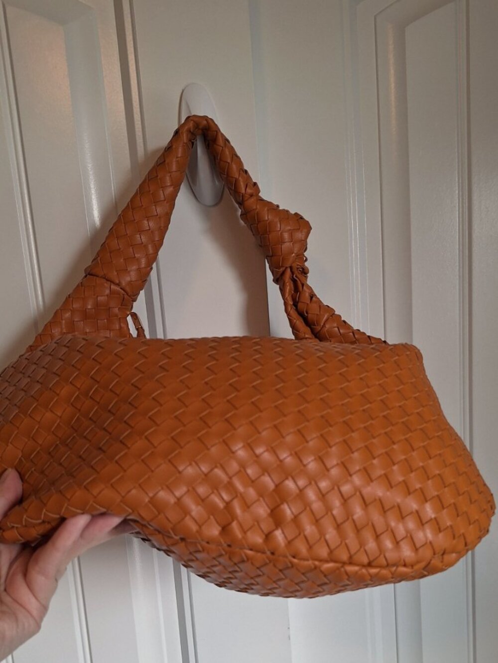 Melie Bianco Brigitte Woven Faux Leather Shoulder Bag Natural (Pen marks inside) - Picture 7 of 14